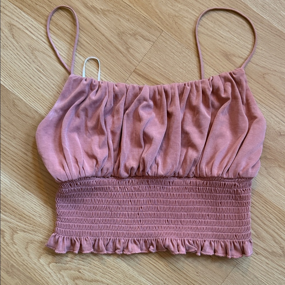 NWT Japna Bundle of Crop Top Pink Lace Trim Smocked Tank Ribbed Cottagecore - Picture 8 of 11
